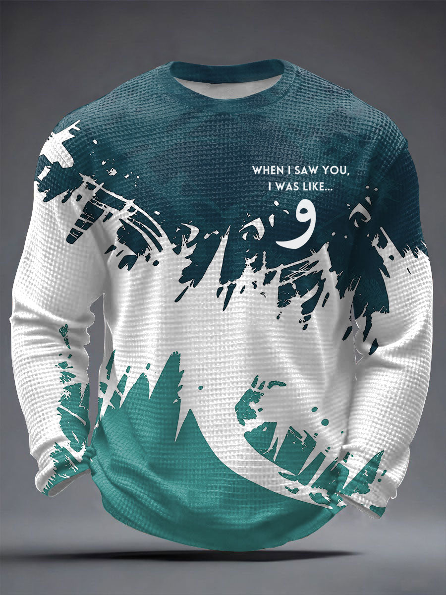 T-shirt à manches longues When I Saw You I Was Like Wow Waffle Homme