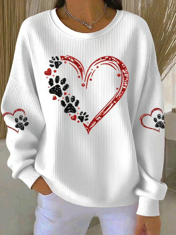 Sweat-shirt Femme Love Dog Paw Imprimé