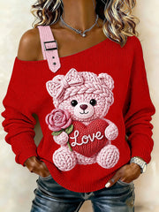 Tops Ours Rose Saint-Valentin Femme