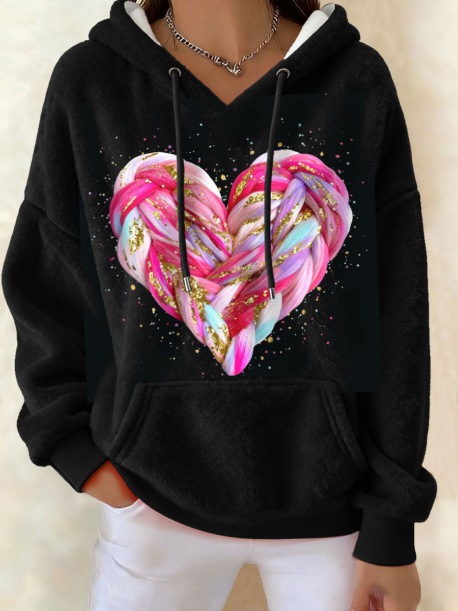 Hoodies en molleton en forme de coeur pour femmes