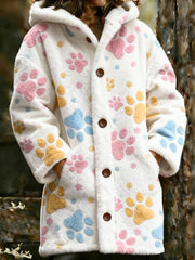 Veste chaude en flanelle imprimé animal pour femme