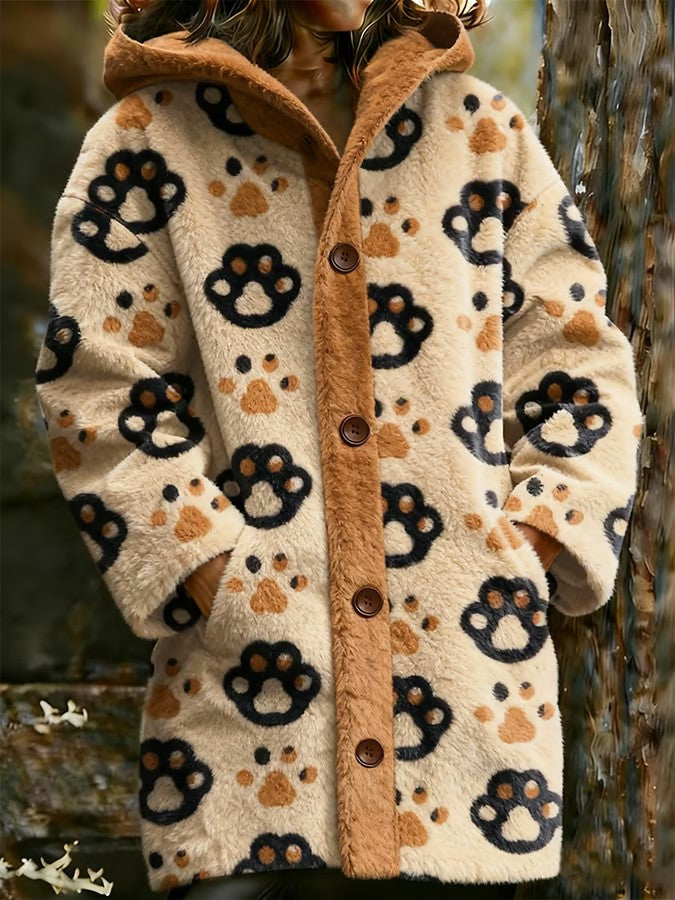 Veste chaude en flanelle imprimé animal pour femme