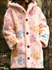 Veste chaude en flanelle imprimé animal pour femme