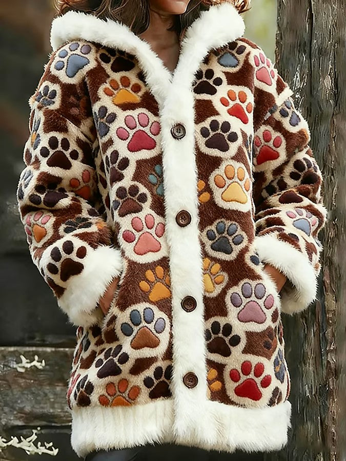 Veste chaude en flanelle imprimé animal pour femme