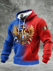 Sweat à capuche en coton à carreaux imprimé français pour hommes