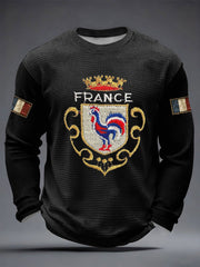 T-shirt imprimé gaufré à manches longues pour hommes