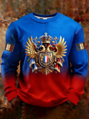 Sweat-shirt à col ras du cou gaufré à imprimé français pour hommes