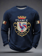 T-shirt imprimé gaufré à manches longues pour hommes