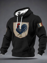 Chandail à capuchon à carreaux Français Le Coq Gaulois en coton pour homme