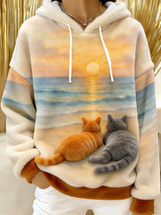 Sweat à capuche en flanelle Cute Cats Femme