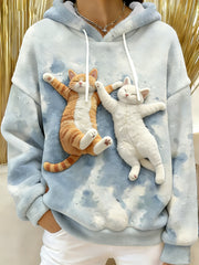 Sweat à capuche en flanelle Cute Cats Femme