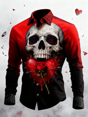 Chemise à manches longues Retro Valentines Day Skull Homme