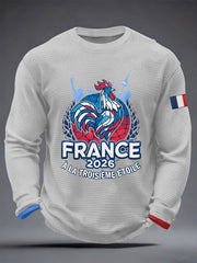 T-shirt à manches longues 2026 France Football Allez Les Bleus Waffle Homme