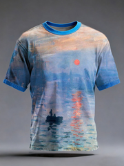 Peinture à l'huile Art Print T-shirt manches courtes pour hommes