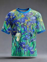 T-shirt à manches courtes imprimé floral peinture à l'huile pour hommes