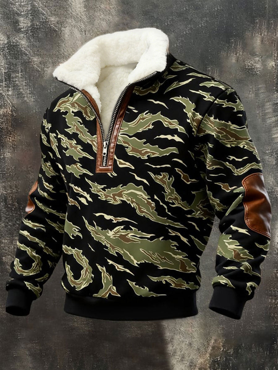 Chemise Western Camouflage Plush à col montant pour hommes