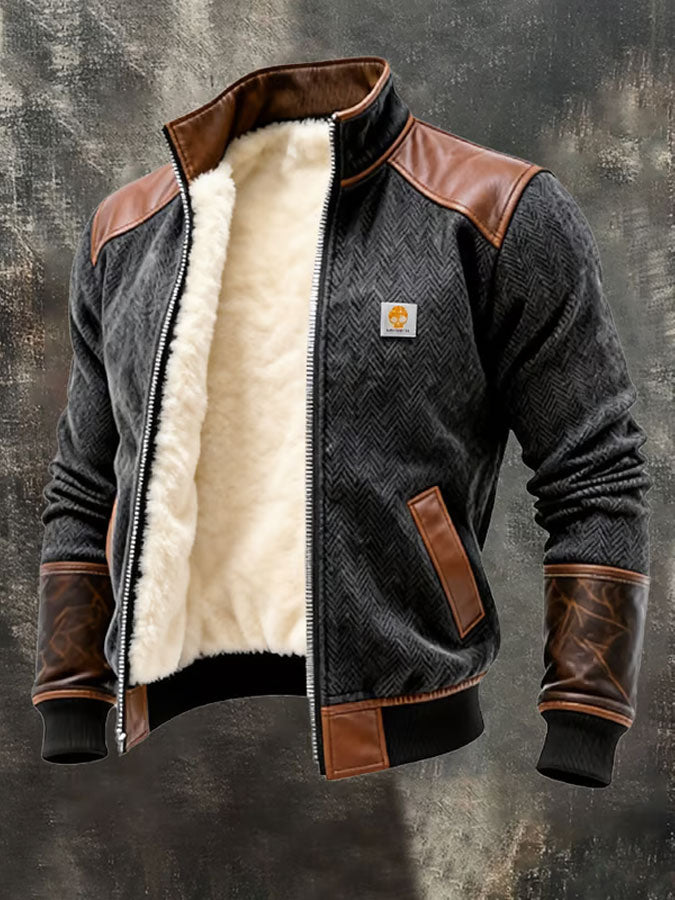 Veste de plein air rétro texturée chaude multi-poches pour hommes
