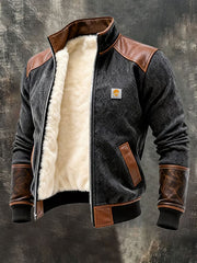 Veste de plein air rétro texturée chaude multi-poches pour hommes
