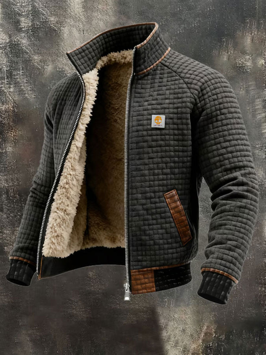 Veste de plein air rétro texturée chaude multi-poches pour hommes