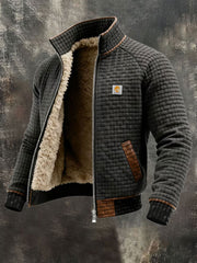 Veste de plein air rétro texturée chaude multi-poches pour hommes