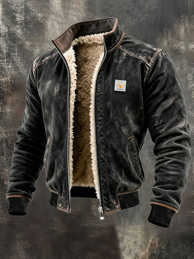 Veste de plein air rétro texturée chaude multi-poches pour hommes