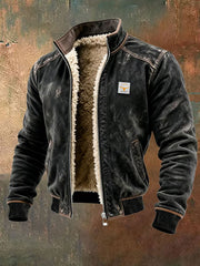 Veste de plein air rétro texturée chaude multi-poches pour hommes