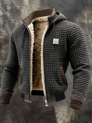 Veste de plein air rétro texturée chaude multi-poches pour hommes