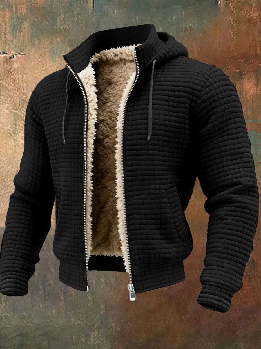 Veste de plein air rétro texturée chaude multi-poches pour hommes