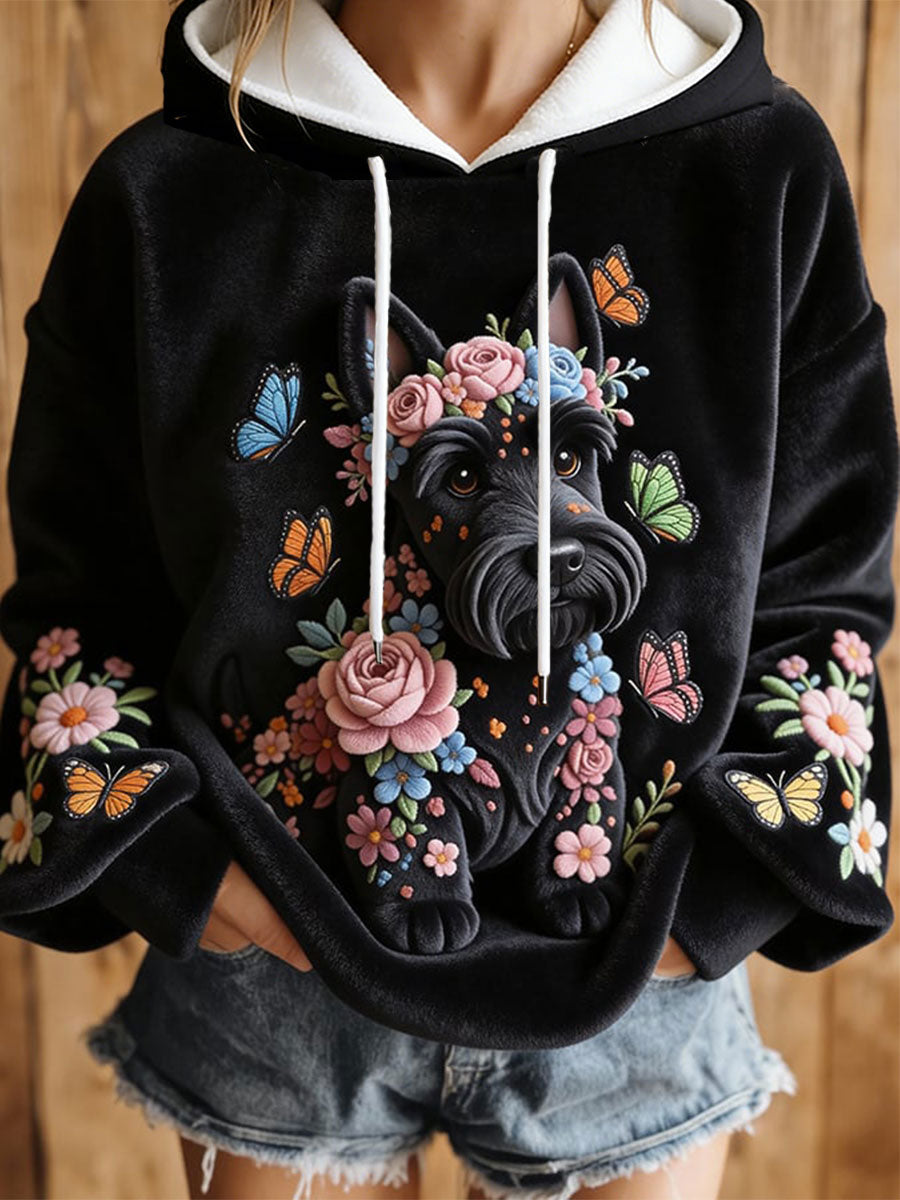 Sweat à Capuche Décontracté Chien Imprimé Femme