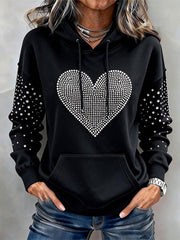 Sweat à capuche imprimé coeur de la Saint-Valentin pour femmes