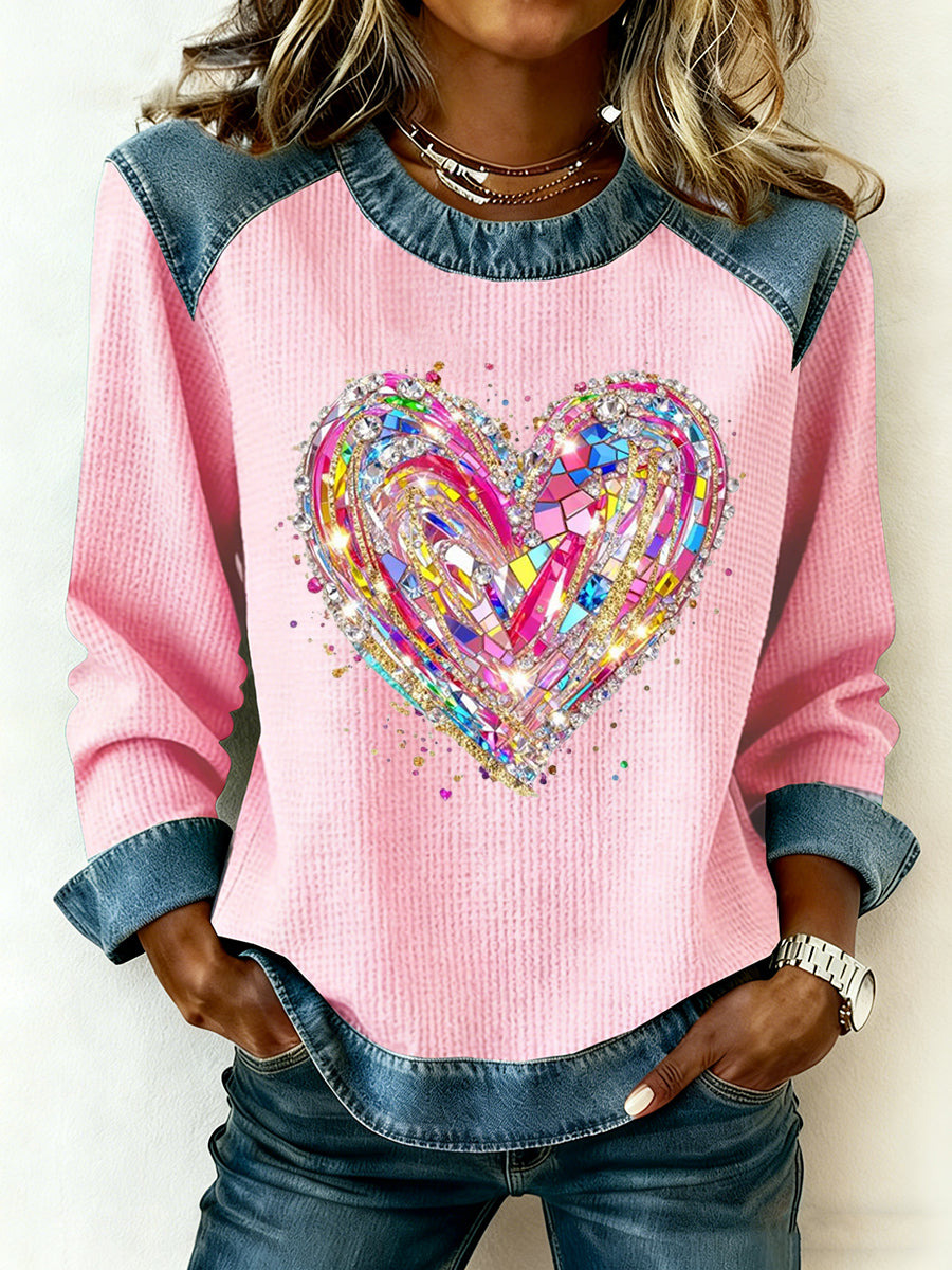 Haut à patchwork en denim pour femme Valentin