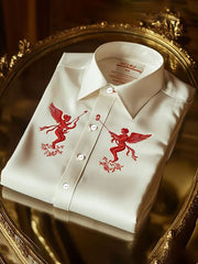 Chemise imprimée art coeur Saint-Valentin de style d'affaires pour hommes