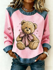 Haut à patchwork de valentine ours mignon pour femmes