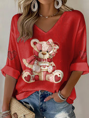 T-shirt de gaufre mignon de valentine d'ours des femmes