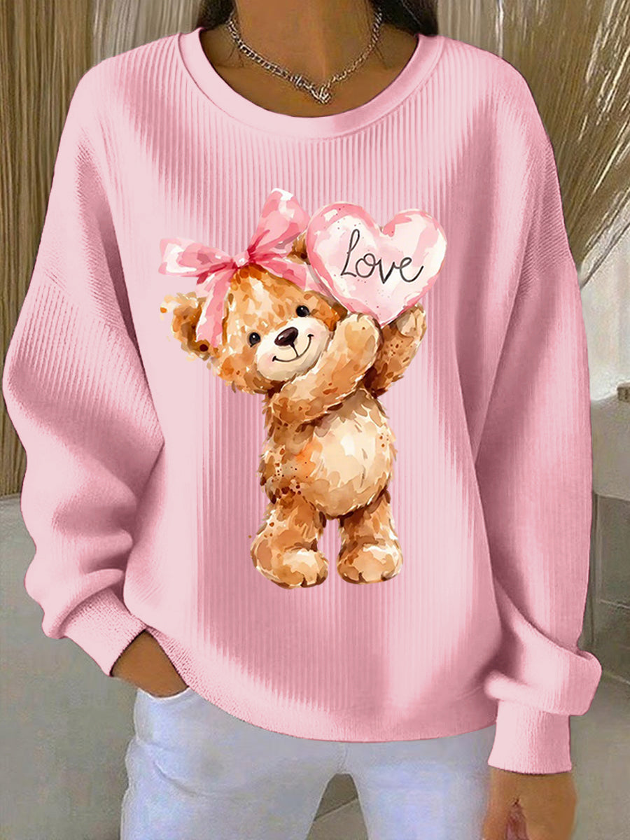Sweat-shirt Femme Mignon Ours Valentine Col Rond