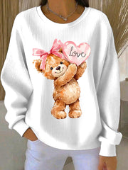 Sweat-shirt Femme Mignon Ours Valentine Col Rond