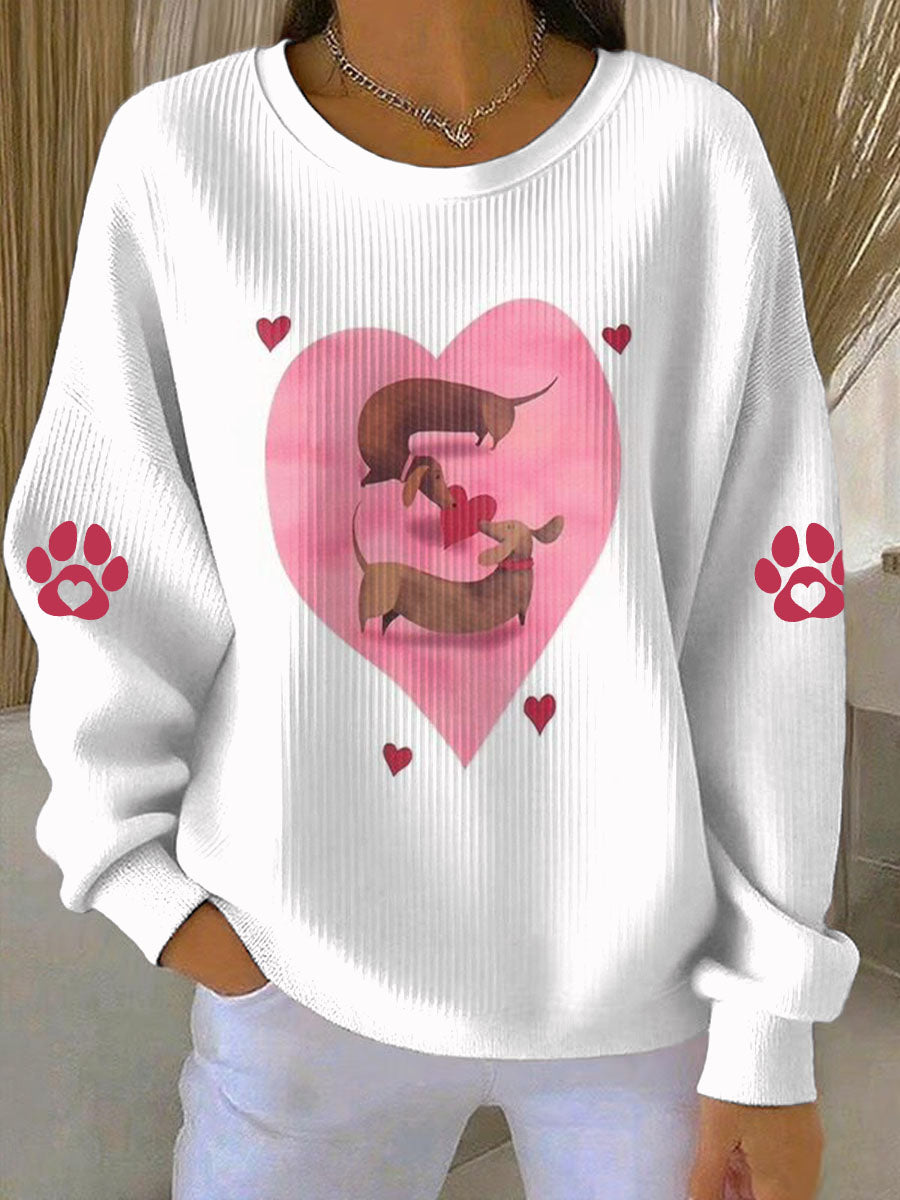 Sweat-shirt décontracté imprimé animal mignon de la Saint-Valentin pour femmes
