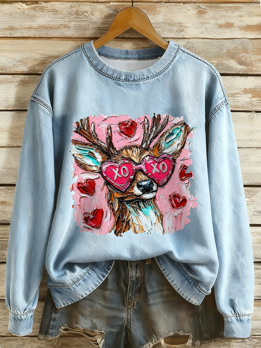 Femmes Valentine Peinture à l'huile Art Design Sweatshirt