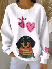 Sweat-shirt décontracté imprimé animal mignon de la Saint-Valentin pour femmes