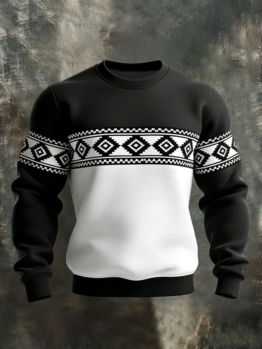 Sweatshirt Décontracté Rétro Western Aztèque pour Homme