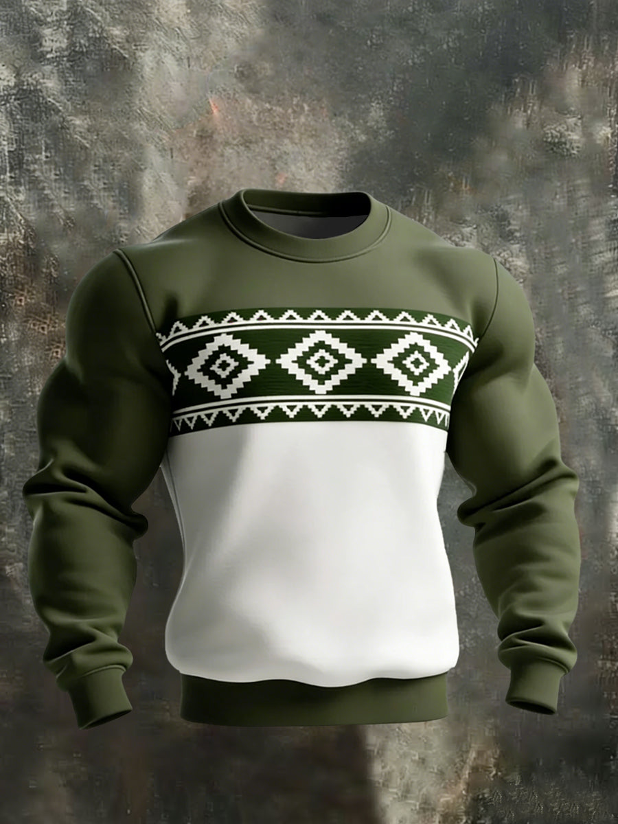 Sweatshirt Décontracté Rétro Western Aztèque pour Homme