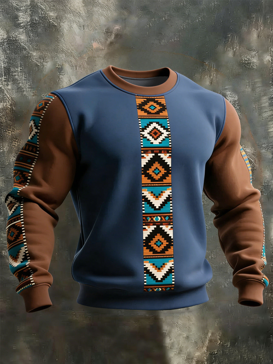 Sweatshirt Décontracté Rétro Western Aztèque pour Homme