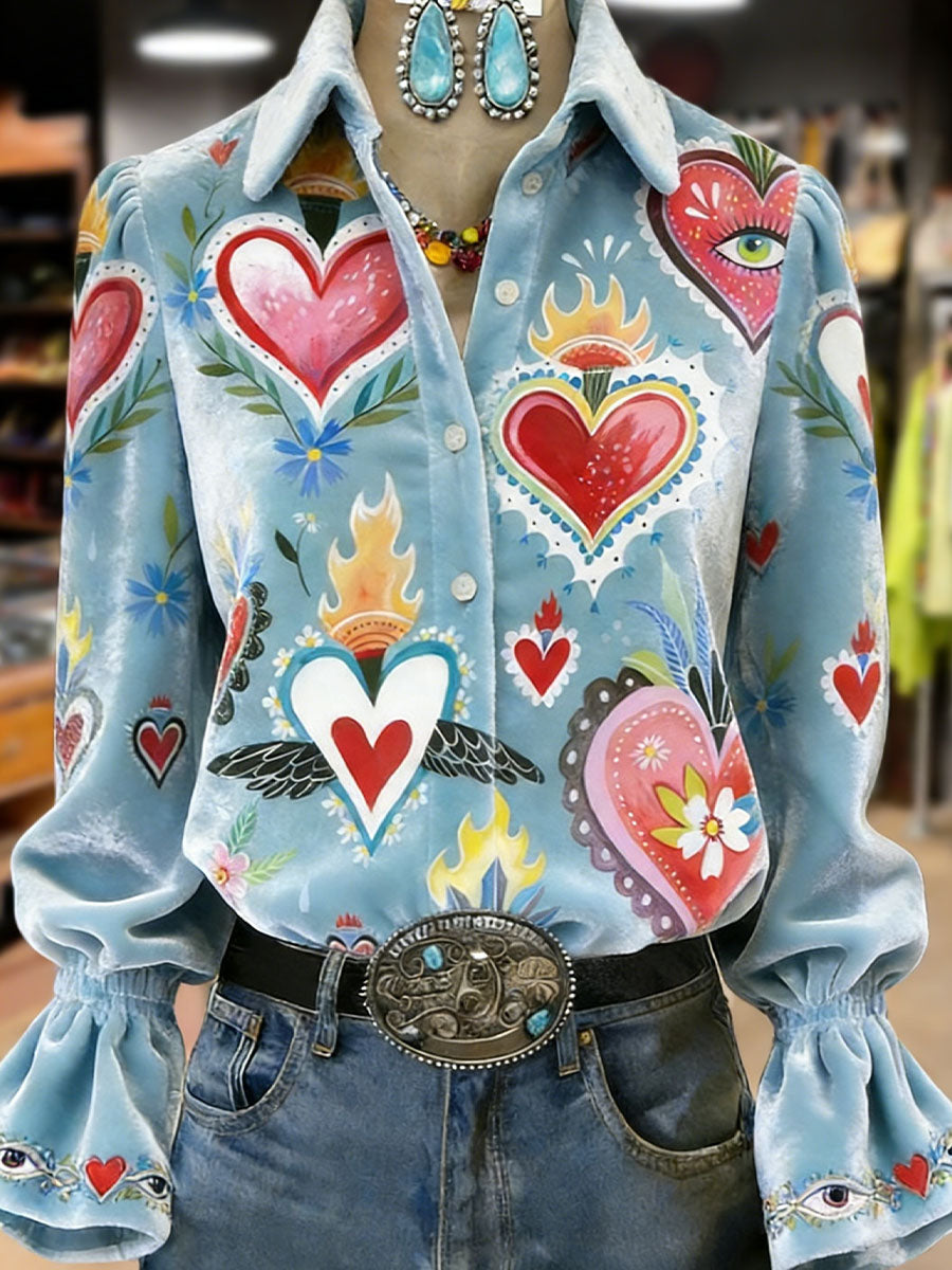 Retro Plants Flowers Art Print Top à manches longues pour femmes