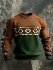 Sweatshirt Décontracté Rétro Western Aztèque pour Homme