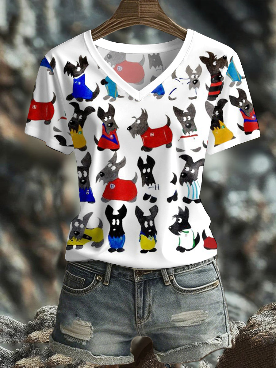 T-shirt imprimé pour femme Scotland Scottie Dog Football Tartan Lover