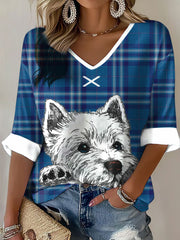 Femmes Ecosse Scottie Dog Football Tartan Lover Imprimé Waffle Tops