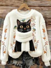 Mignon Chat Cozy Flanelle Sweatshirt Femme