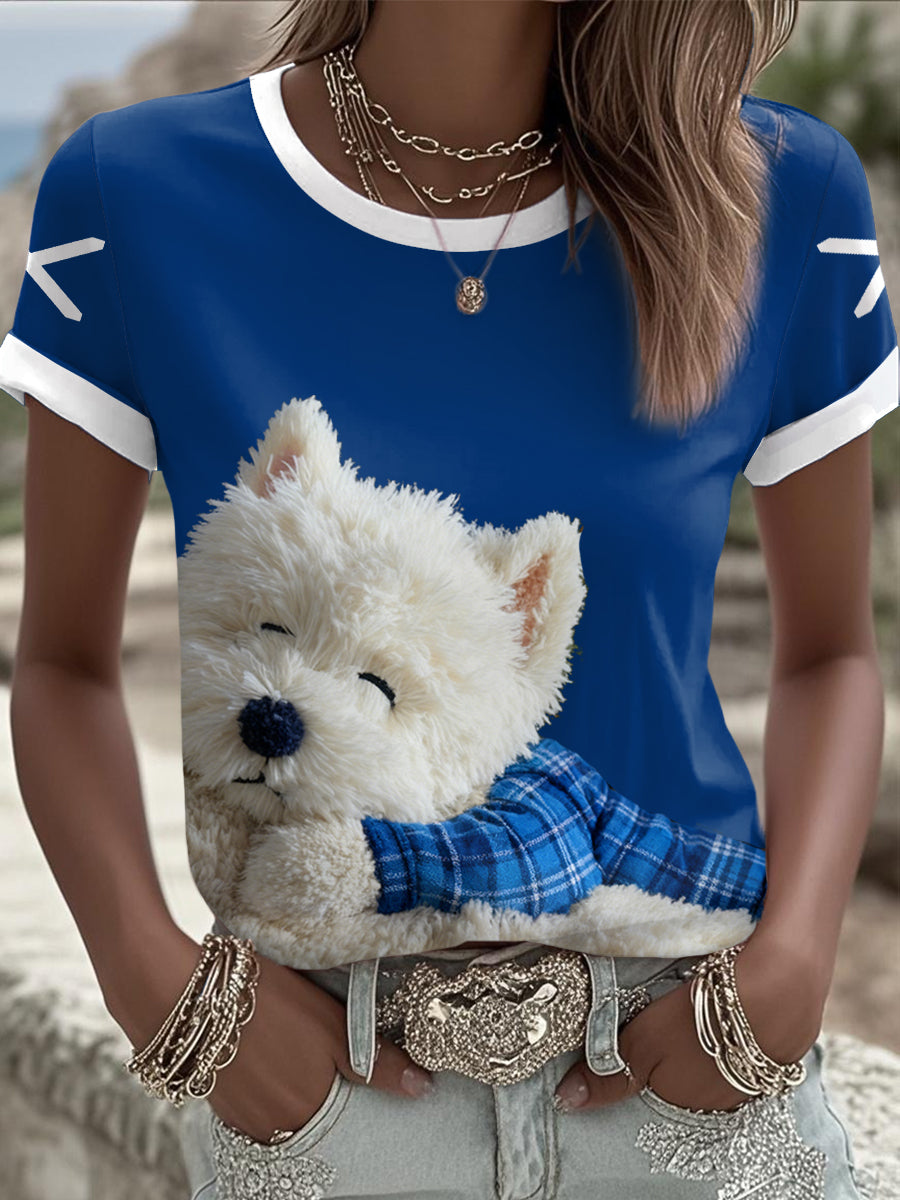 T-shirt imprimé pour femme Scotland Scottie Dog Football Tartan Lover