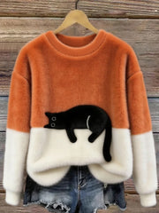 Mignon Chat Cozy Flanelle Sweatshirt Femme
