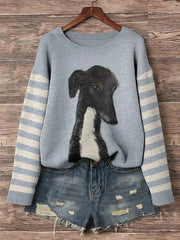 Pull à col rond Greyhound Dog Art Print pour femme